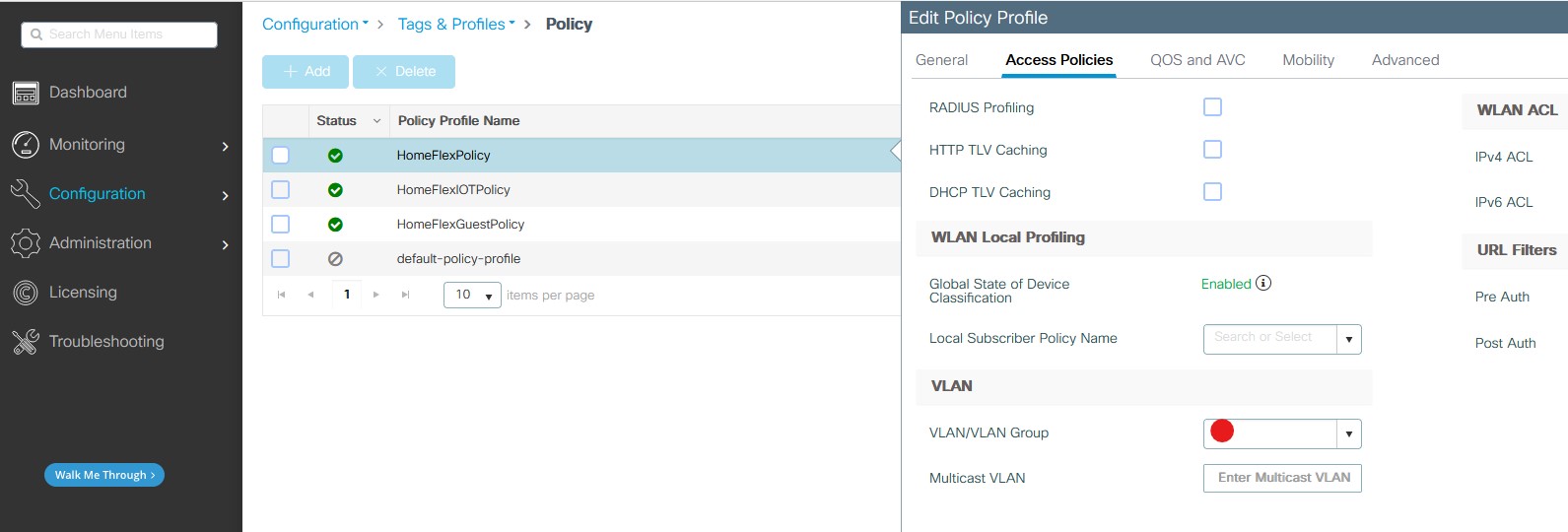 Configuration -> Policy