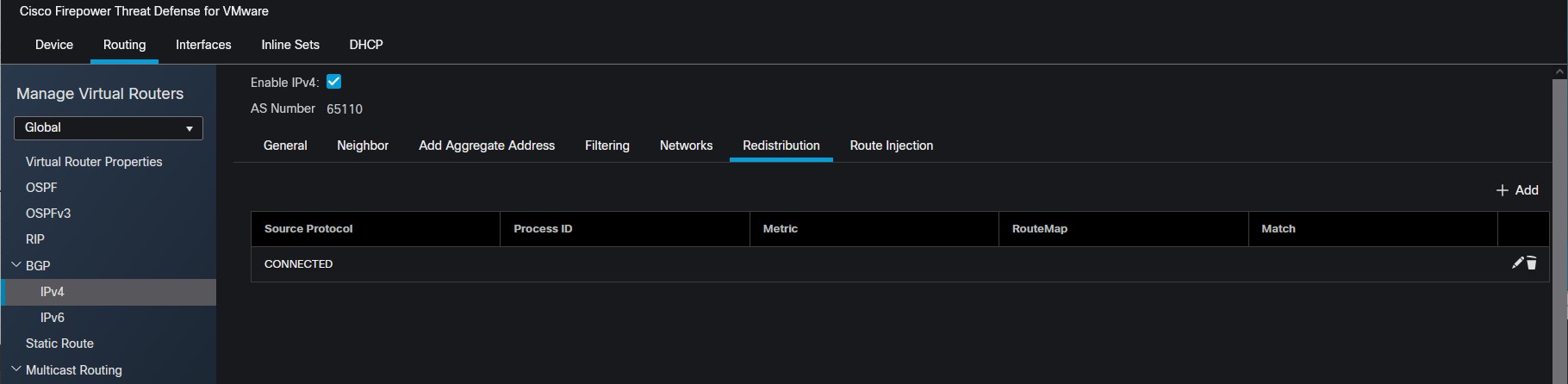 BGP IPv4 Redistribution