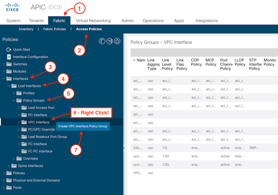 Define vPC Policy Groups